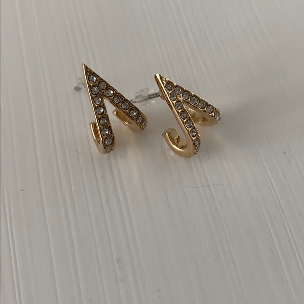 CZ Triangle Huggie Earring